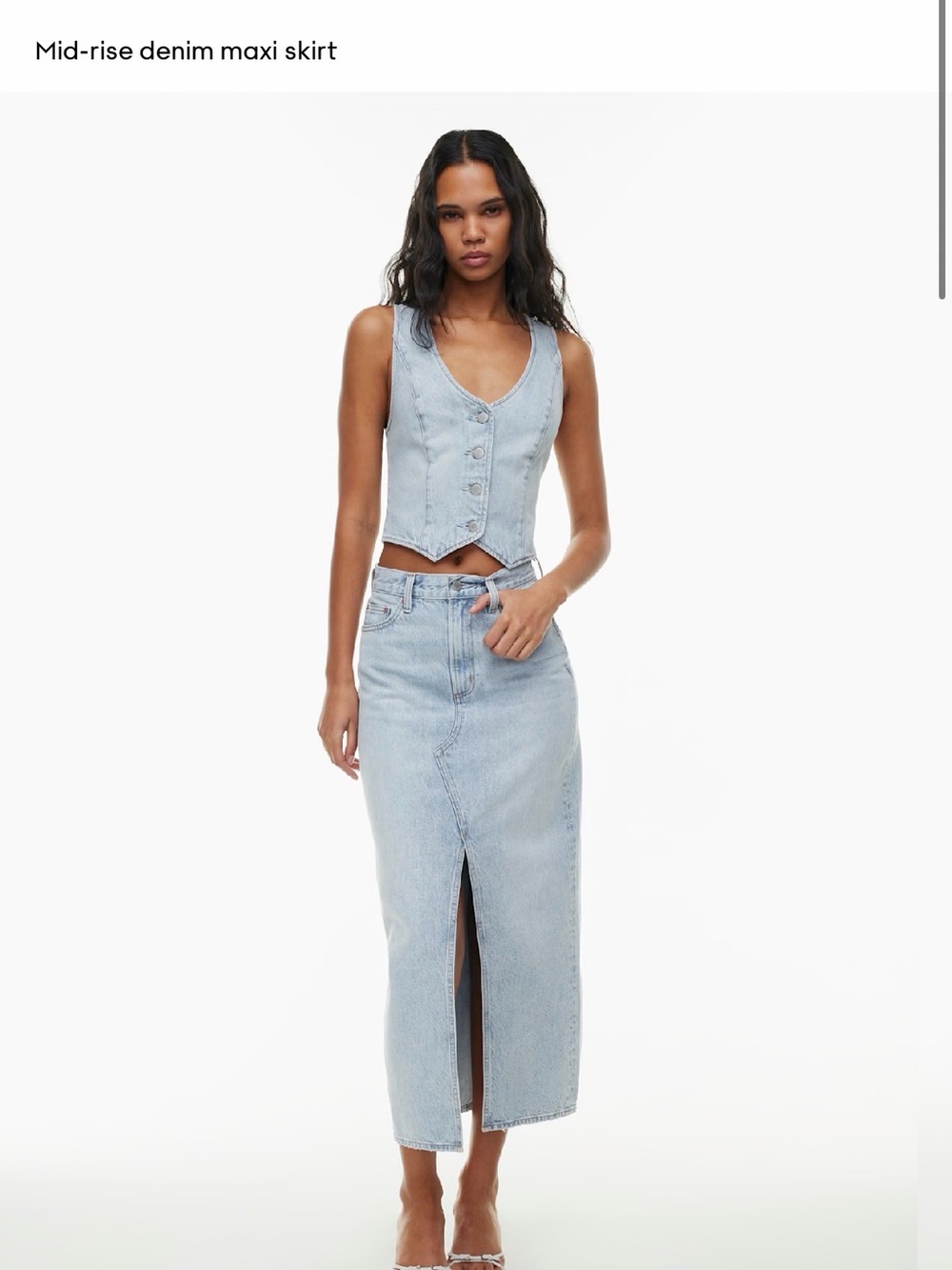Denim Forum Light Blue Mid-Rise Denim Maxi Skirt with Front Slit